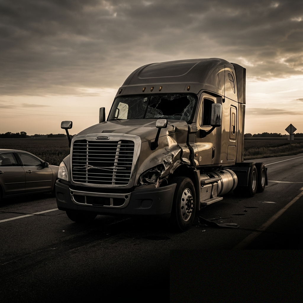 Accident scene documentation showing vehicle damage